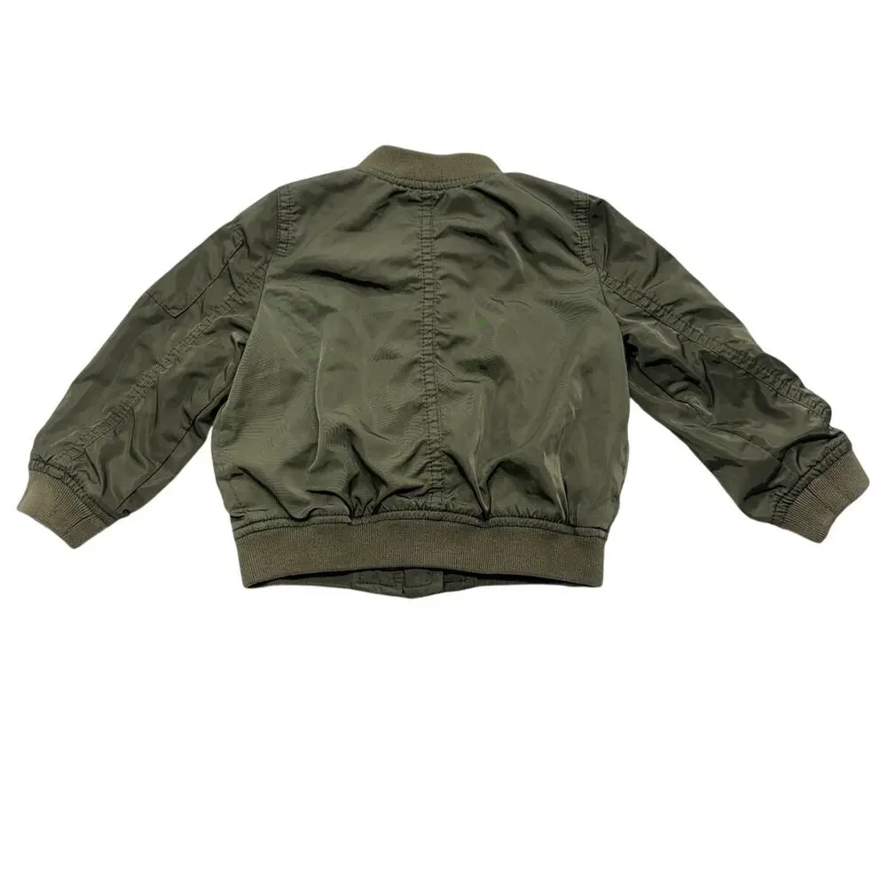 Vintage OshKosh B'gosh Jacket 24 months Girls Olive Green Bomber Classic 90s